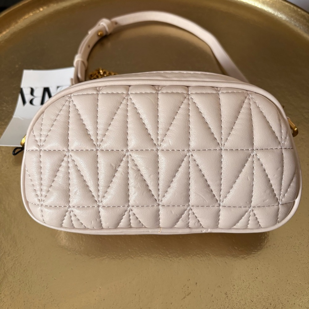 NWT Zara Quilted Cream Crossbody Shoulder Bag - Picture 2 of 11